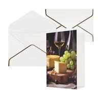 AQRJKHD Biglietto di ringraziamento con torta di formaggio e vino bianco, con buste, biglietti di auguri di buon compleanno per donne e uomini, biglietti vuoti per tutte le occasioni, biglietti di