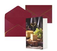 AQRJKHD Biglietto di ringraziamento con torta di formaggio e vino bianco, con buste, biglietti di auguri di buon compleanno per donne e uomini, biglietti vuoti per tutte le occasioni, biglietti di