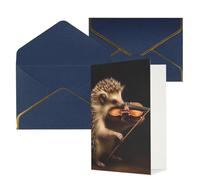 AQRJKHD Biglietto di ringraziamento con violino, motivo riccio, con buste, biglietto di auguri di buon compleanno, per donne, uomini, biglietti di auguri per tutte le occasioni, matrimoni, baby shower