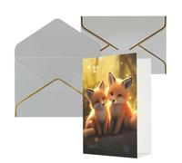 AQRJKHD Biglietto di ringraziamento con volpi carine con buste, biglietto di auguri di buon compleanno, per donne e uomini, biglietti vuoti per tutte le occasioni, biglietti di auguri per matrimoni