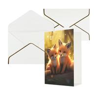 AQRJKHD Biglietto di ringraziamento con volpi carine con buste, biglietto di auguri di buon compleanno, per donne e uomini, biglietti vuoti per tutte le occasioni, biglietti di auguri per matrimoni
