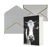 AQRJKHD Biglietto di ringraziamento divertente con testa di mucca e animali, con buste, biglietti di auguri di buon compleanno, per donne e uomini, biglietti vuoti per tutte le occasioni, biglietti di