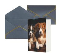 AQRJKHD Biglietto di ringraziamento per cuccioli e cani con animali, con buste, biglietti di auguri di buon compleanno per donne e uomini, biglietti vuoti per tutte le occasioni, biglietti di auguri