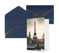 AQRJKHD Biglietto di ringraziamento Travel Paris con buste, biglietto di auguri di buon compleanno, per donne e uomini, biglietti vuoti per tutte le occasioni, biglietti di auguri per matrimoni, baby
