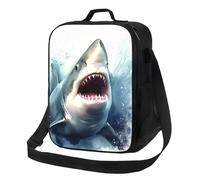 AQRJKHD Borsa termica per il pranzo per donne e uomini, con squalo nel mare, a prova di perdite, riutilizzabile, borsa termica per il pranzo, per lavoro, viaggi, picnic all'aperto