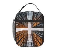 AQRJKHD Borsa termica per il pranzo per donne e uomini, grattacieli guardando in alto al cielo, a prova di perdite, riutilizzabile, borsa termica per lavoro, viaggi, picnic all'aperto