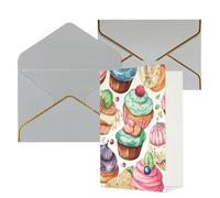 AQRJKHD Cupcakes Donuts Muffins Sugar Thank You Card con buste Biglietto di auguri di buon compleanno per donne uomini biglietti vuoti per tutte le occasioni biglietti di auguri per matrimoni, baby
