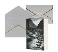 AQRJKHD Fiume e rocce grigie Biglietto di ringraziamento con buste Biglietto di auguri di buon compleanno per donne uomini Biglietti vuoti per tutte le occasioni Biglietti di auguri per matrimoni