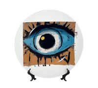 AQRJKHD Piatto decorativo in porcellana Bone China da 17,8 cm, con supporto in ceramica, ornamento in ceramica, per casa, ufficio, decorazione da parete, collezioni, piatti
