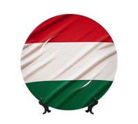 AQRJKHD Piatto decorativo in porcellana Bone China da 6 pollici con bandiera dell'Italia Piatti piani in ceramica con espositore Ornamenti in ceramica Piatto di porcellana artistica per casa ufficio