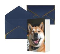 AQRJKHD Shiba Inu smile tongue out biglietto di ringraziamento con buste, biglietti di auguri di buon compleanno per donne e uomini, biglietti vuoti per tutte le occasioni, biglietti di auguri per