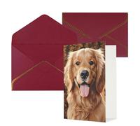 AQRJKHD Simpatico biglietto di ringraziamento Golden Retriever con buste, biglietto di auguri di buon compleanno, per donne e uomini, biglietti vuoti per tutte le occasioni, biglietti di auguri per