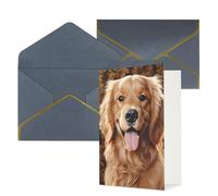 AQRJKHD Simpatico biglietto di ringraziamento Golden Retriever con buste, biglietto di auguri di buon compleanno, per donne e uomini, biglietti vuoti per tutte le occasioni, biglietti di auguri per