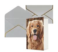 AQRJKHD Simpatico biglietto di ringraziamento Golden Retriever con buste, biglietto di auguri di buon compleanno, per donne e uomini, biglietti vuoti per tutte le occasioni, biglietti di auguri per