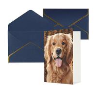 AQRJKHD Simpatico biglietto di ringraziamento Golden Retriever con buste, biglietto di auguri di buon compleanno, per donne e uomini, biglietti vuoti per tutte le occasioni, biglietti di auguri per