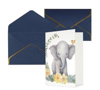 AQRJKHD Simpatico elefante con corona e piccola anatra biglietto di ringraziamento con buste biglietto di auguri di buon compleanno per donne uomini biglietti di auguri vuoti per tutte le occasioni