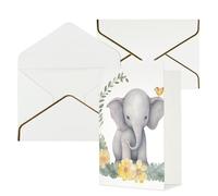AQRJKHD Simpatico elefante con corona e piccola anatra biglietto di ringraziamento con buste biglietto di auguri di buon compleanno per donne uomini biglietti di auguri vuoti per tutte le occasioni