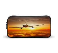 AQRJLPM Aircraft Plane at Sunset Pencil Pouch Grande Capacità Semplice Marker Pouch Portatile Estetica Cerniera Astuccio
