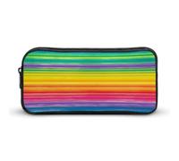 AQRJLPM Arcobaleno Colorato A Righe Matita Sacchetto Grande Capacità Semplice Marcatore Sacchetto Portatile Estetica Cerniera Astuccio
