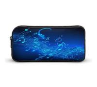 AQRJLPM Astuccio blu con note musicali, grande capacità, semplice pennarello, portatile, estetico, con cerniera