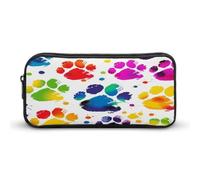 AQRJLPM Astuccio colorato con stampa di zampe di cane grande capacità semplice pennarello astuccio estetico portatile con cerniera