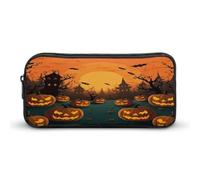 AQRJLPM Astuccio per matite arancione di Halloween, grande capacità, semplice astuccio portatile con cerniera estetica portatile