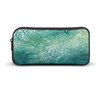 AQRJLPM Astuccio per matite con alghe marine verdi e blu marino, grande capacità, semplice astuccio portatile estetico con cerniera