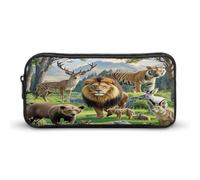 AQRJLPM Astuccio per matite con animali selvatici, grande capacità, semplice, portatile, estetico, con cerniera