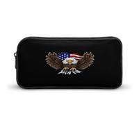 AQRJLPM Astuccio per matite con aquila patriottica con bandiera degli Stati Uniti, grande capacità, semplice astuccio portatile estetico con cerniera