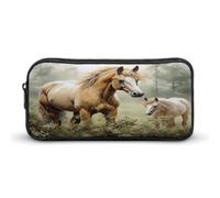 AQRJLPM Astuccio per matite con cavalli e quadri, grande capacità, semplice astuccio portatile estetico con cerniera