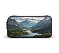 AQRJLPM Astuccio per matite con cerniera estetica portatile con cerniera e montagne e fiumi, grande capacità, semplice