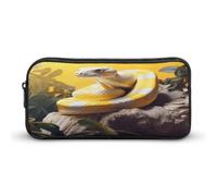 AQRJLPM Astuccio per matite con cerniera estetica portatile con cerniera semplice e di grande capacità, colore giallo e bianco