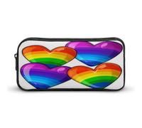 AQRJLPM Astuccio per matite con cuori Gay Pride colorati arcobaleno grande capacità semplice pennarello astuccio estetico portatile con cerniera