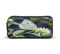 AQRJLPM Astuccio per matite con farfalla bianca, grande capacità, semplice astuccio portatile estetico con cerniera