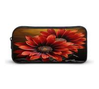 AQRJLPM Astuccio per matite con girasole rosso, grande capacità, semplice astuccio portatile estetico con cerniera
