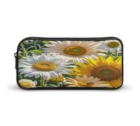 AQRJLPM Astuccio per matite con girasoli, margherita, rosa, grande capacità, semplice, portatile, estetico, con cerniera