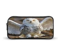 AQRJLPM Astuccio per matite con gufo delle nevi, grande capacità, semplice astuccio portatile estetico con cerniera