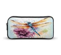 AQRJLPM Astuccio per matite con pittura ad acquerello con libellula, grande capacità, semplice astuccio portatile estetico con cerniera