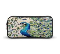 AQRJLPM Astuccio per matite con pittura ad acquerello con pavone di grande capacità semplice astuccio per matite con cerniera estetica portatile