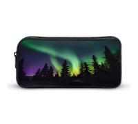 AQRJLPM Astuccio per matite con stampa di luci del nord scure di grande capacità, semplice astuccio portatile con cerniera estetica portatile