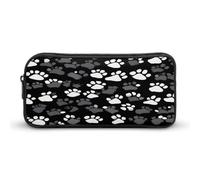 AQRJLPM Astuccio per matite con stampa di zampa in bianco e nero, grande capacità, semplice astuccio portatile con cerniera estetica portatile