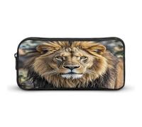 AQRJLPM Astuccio per matite con testa di leone africano di grande capacità, semplice astuccio portatile con cerniera estetica portatile