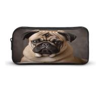 AQRJLPM Astuccio portamatite a forma di cane carlino, grande capacità, semplice astuccio portatile estetico con cerniera