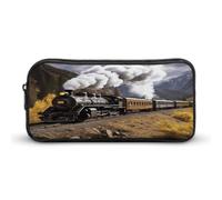 AQRJLPM Astuccio portamatite a forma di treno con locomotiva a vapore, grande capacità, semplice astuccio portatile estetico con cerniera