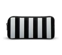 AQRJLPM Astuccio portamatite a righe bianche e nere, grande capacità, semplice astuccio portatile estetico con cerniera