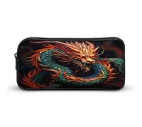 AQRJLPM Astuccio portamatite con drago cinese, grande capacità, semplice astuccio portatile con cerniera estetica