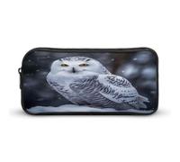 AQRJLPM Astuccio portamatite con gufo artico, grande capacità, semplice astuccio portatile estetico con cerniera