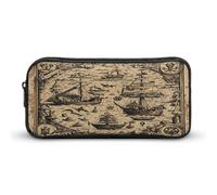 AQRJLPM Astuccio portamatite con mappa del tesoro pirata marittima grande capacità semplice astuccio portatile estetico con cerniera