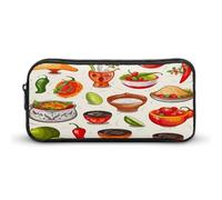 AQRJLPM Astuccio portamatite con simboli della salsa messicana di grande capacità, semplice astuccio portatile estetico con cerniera