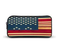 AQRJLPM Astuccio portamatite con stampa bandiera americana, grande capacità, semplice astuccio portatile estetico con cerniera